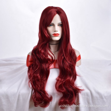 The long  synthetic hair  of the best-selling red solid wave is sent to women